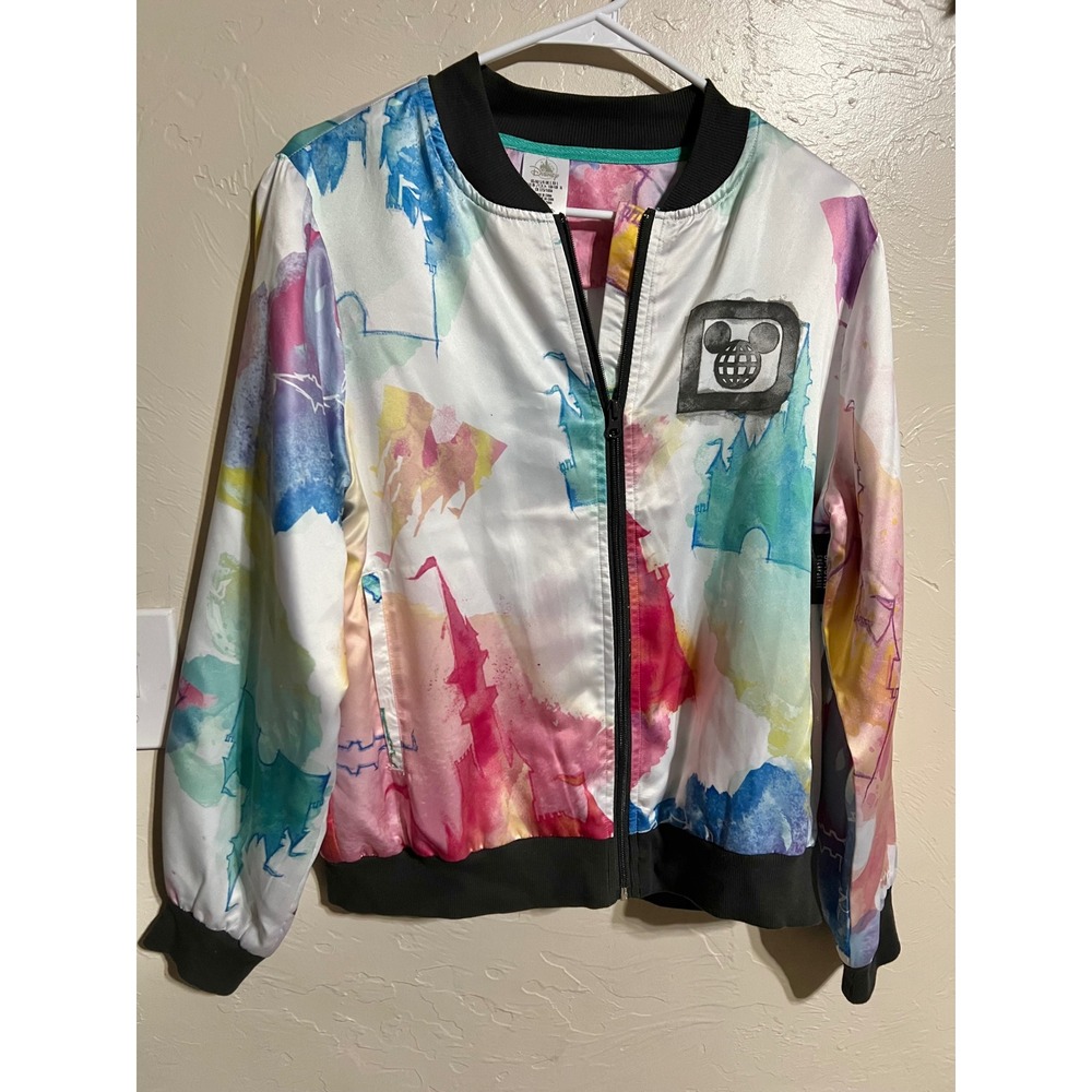 Walt Disney World Cinderella castle Watercolor Bomber Jacket Multicolor Large